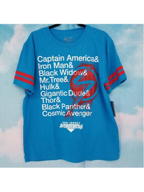 Ms Marvel AvengerCon Jersey Tee Large Disney Blue Shirt NWT